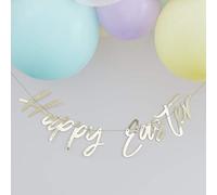 Ginger Ray Happy Easter Bunting - 1.5m Wide, Hop This Way, Gold Foil