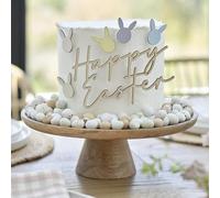 Ginger Ray 'Happy Easter' Wooden Easter Cake Decoration with 5x Bunny Head Cut-out Decorations
