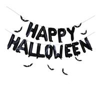 Ginger Ray Happy Halloween Balloon Bunting Garland Hanging Decoration in Black with Webbing, FN-100