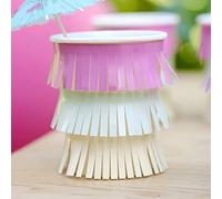 Ginger Ray Hawaiian Skirt Tiki Paper Party Cups with Flower Toppers pack of 8