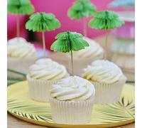 Ginger Ray Hawaiian Tiki Paper Honeycomb Tree Cupcake Party Food Pick Decoration Toppers Pack of 6