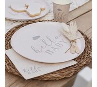Ginger Ray Hello Baby Eco Friendly Baby Shower Cream Paper Plates - 8 Pack, 25 centimeters
