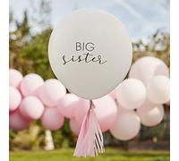Ginger Ray Hello Baby Gender Reveal Pink or Blue Big Sister Balloon with Tassels