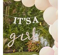 Ginger Ray Hello Baby It's a Girl White & Blush Eco Friendly Bunting-1.5m