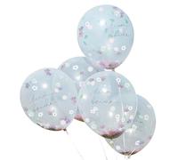 Ginger Ray Hen Party Clear With Floral Confetti Filled 'Team Bride' Party Decoration Balloons 5 Pack