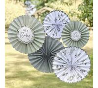 Ginger Ray Hey Baby Paper Fan Baby Shower Decorations Pack of 5,Green,white