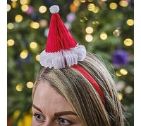 Ginger Ray Honeycomb Red Santa Hat Christmas Headband for Costume Parties 2 Pack,H:12cm x W:12cm