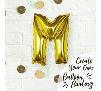 Ginger Ray Individual 16" Gold Letter M Party/Wedding Balloon Decoration No Helium Needed- Pick and Mix