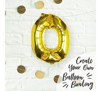 Ginger Ray Individual 16" Gold Number 0 Party Balloon Decoration No Helium Needed - Pick and Mix