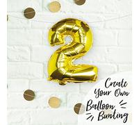 Ginger Ray Individual 16" Gold Number 2 Party Balloon Decoration No Helium Needed - Pick and Mix