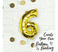 Ginger Ray Individual 16" Gold Number 6 Party Balloon Decoration No Helium Needed Pick and Mix