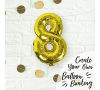 Ginger Ray Individual 16" Gold Number 8 Party Balloon Decoration No Helium Needed - Pick and Mix