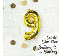 Ginger Ray Individual 16" Gold Number 9 Party Decorative Balloon No Helium Needed