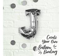 Ginger Ray Individual 16" Silver Letter J Party/Wedding Balloon Decoration No Helium Needed- Pick and Mix