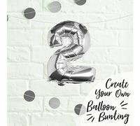 Ginger Ray Individual 16" Silver Number 2 Party Balloon Decoration No Helium Needed