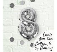 Ginger Ray Individual 16" Silver Number 8 Party Balloon Decoration No Helium Needed Pick and Mix