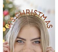 Ginger Ray Its Christmas Metal Red Glitter & Gold Headband Hair, Accessory,17cm
