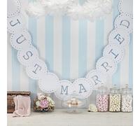 Ginger Ray Just Married Bunting - Wedding or Party Decoration Banner - Vintage Lace
