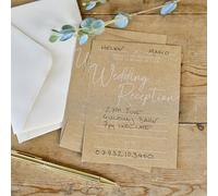 Ginger Ray Kraft Card Wedding Reception Invitations with Envelopes 10 Pack