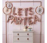 Ginger Ray Rose Gold Foiled Lets ParTea Decorative Balloon Bunting Tea Party