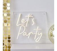 Ginger Ray Let's Warm White LED Neon Wall Light Birthday Party Decoration 29.5cm x 29.5cm, Gold