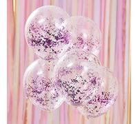 Ginger Ray Lilac Foil Party Decorative Confetti Balloons 5 Pack Purple Mix
