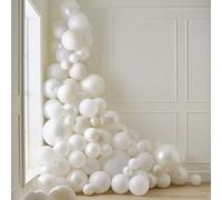 Ginger Ray Luxury White & Cream Balloon Arch with 120 Latex Balloons with Faux Pearls Wedding Decoration
