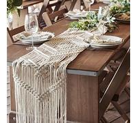Ginger Ray 'A Touch of Pampas' Macrame Table Runner-2m x 35cm, Brown, 200cm x 35cm