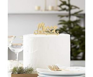 Ginger Ray Merry Christmas Gold Acrylic Cake Topper Decoration