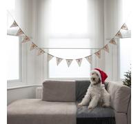 Ginger Ray Merry Christmas Hessian Burlap Bunting Decoration 1 Pack, Mixed