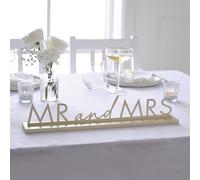Ginger Ray Metal Mrs Wedding Table Sign Decoration, Gold, 7.5cm x 42.5cm