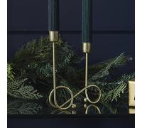 Ginger Ray Metal Swirl Gold Christmas Holder for Two Candles Tabletop Decoration