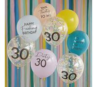 Ginger Ray 'Mix Brights Naughty 30 Latex Balloons Bundle-8 Pack, Multi