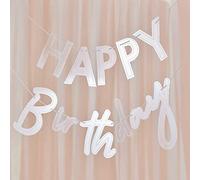 Ginger Ray 'Mix It Up' Clear and White Acrylic Happy Birthday Bunting-3m