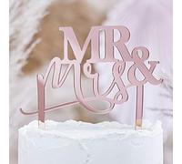 Ginger Ray Mr and Mrs Rose Gold Acrylic Wedding Cake Topper Decoration