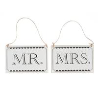 Ginger Ray Mrs Hanging Wedding Chair Signs with Twine Vintage Affair, Hardwood