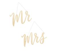 Ginger Ray Mrs Scripted Wooden Hanging Letter Sign Wedding Decoration Beautiful Botanics,Beige