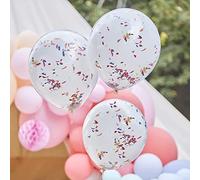Ginger Ray Multicolour Rainbow Confetti Party Balloons Latex Decoration Pack of 3