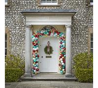 Ginger Ray Novelty Candy Cane Christmas Door Balloon Arch Kit, Chrome,green,red