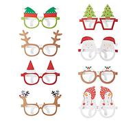Ginger Ray Novelty Christmas Glasses Photo Booth Props Game 8 Pack Santa & Friends