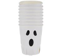 Ginger Ray Paper Halloween Ghost Fringe Paper Party Cups Pack of 8, FN-147, White