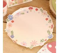 Ginger Ray Paper Plates - Floral Cut-Out Edge, Large Disposable Party Plates for Kids Birthday, Pack of 8