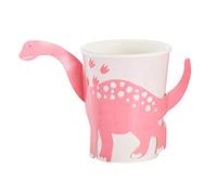 Ginger Ray Party Like a Dinosaur Pink Paper Cups-8 Pack, 8 Count (Pack of 1)