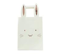 Ginger Ray Pastel And Rose Gold Foiled Easter Bunny Children's Easter party Hunt Bags x 5 Pack - Hoppy Easter