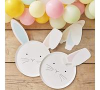 Ginger Ray Pastel Easter Bunny Paper Plates with Interchangeable Ears - 8 per Pack