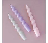 Ginger Ray Pastel Green, Pink and Lilac Spiral Candles Party Table Decoration 3 Pack