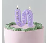 Ginger Ray Pastel Lilac Purple 'Happy Birthday Candle with 2 Wicks Party Cake Decoration, Waves Snake Lines