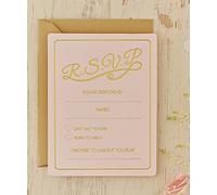 Ginger Ray Pastel Pink & Gold Foiled RSVP Wedding Cards/Invitations x 10 - Pastel Perfection