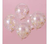 Ginger Ray Pastel Star Confetti Filled Clear Party Balloons - 5 Pack - Make A Wish