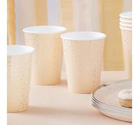 Ginger Ray Peach and Gold Foil Polka Dot Paper Party Cups 8 Pack, 8 Count (Pack of 1)